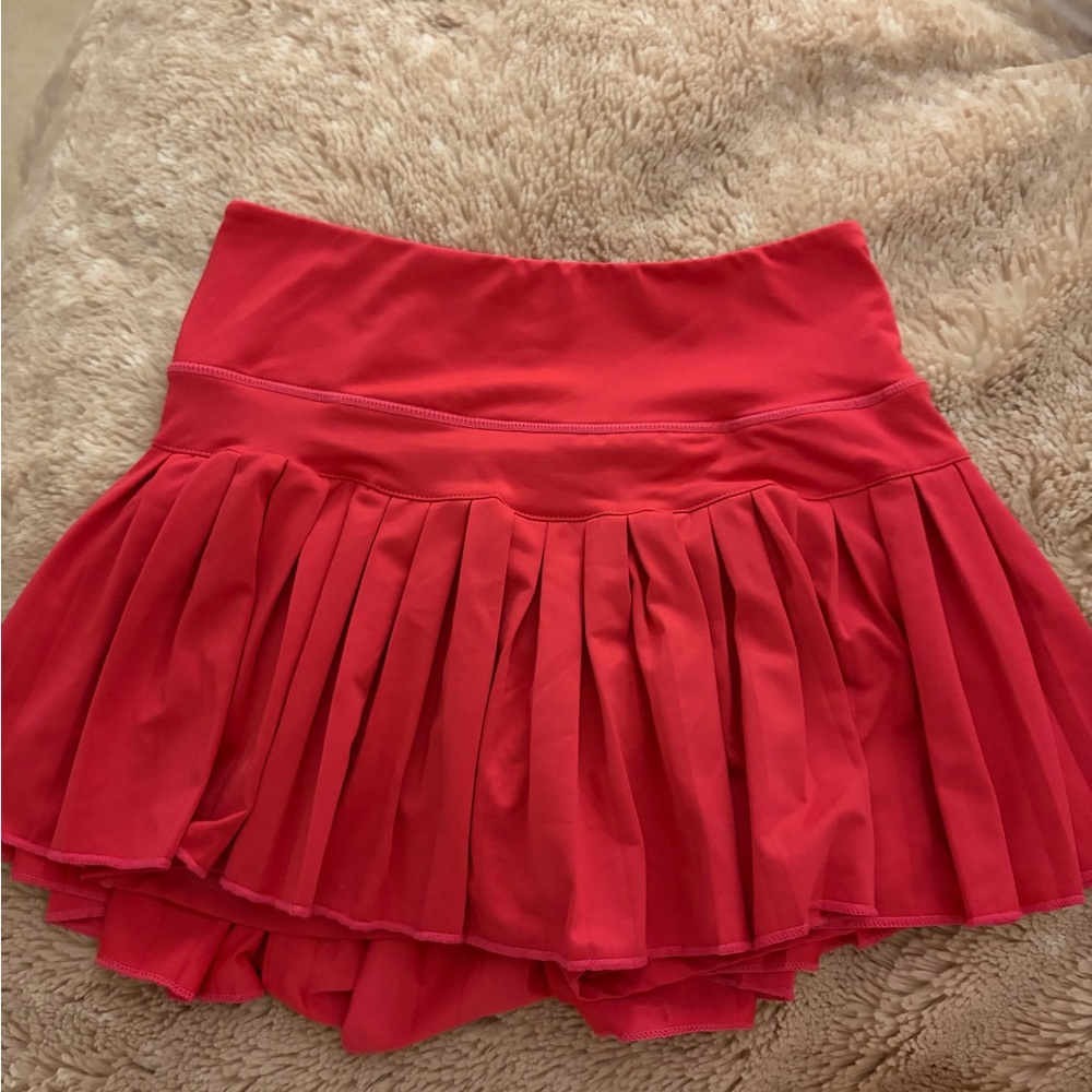 Red Pleated Women's Skirt